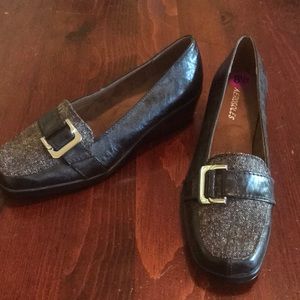 Aerosoles loafer wedge flat dark brown size 8.5